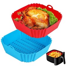 Silicone Air Fryer Pot Tray Reusable Non-Stick Basket Pan for Oven Baking BBQ**