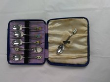 Vintage Silver Spoon Set Enamelled
