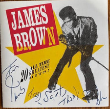 James Brown Autographed CD – 20 All Time Greatest Hits – Signed 1991, Provenance