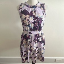 Banana Republic Floral Lilac Purple Andre A Line Dress 4 Petite