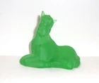 Fenton Glass Juniper Vaseline Green Satin Horse Foal Pony Figurine by WVG Glows!