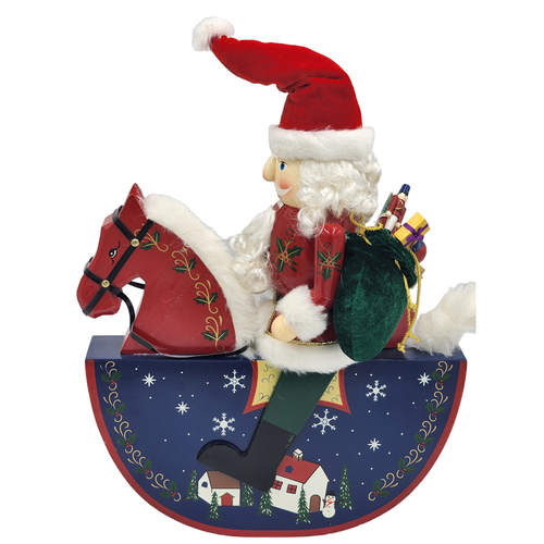 Cascanueces Papá Noel en mecedora equitación regalos pintura Navidad decoración navideña 19" - Imagen 7 de 20