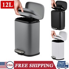 12L/3.17 Gal Trash Can Stainless Steel w/ Foot Pedal Lid Removable Inner Bin