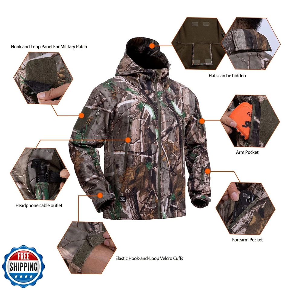 YEVHEV Quiet Hunting Clothes Suit Clothing Gear Camouflage Hoodie Jacket Pant - Image 2 of 4