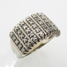 GOLD OVER 925 STERLING SILVER DIAMOND ACCENT RING SIZE 8 5.7G