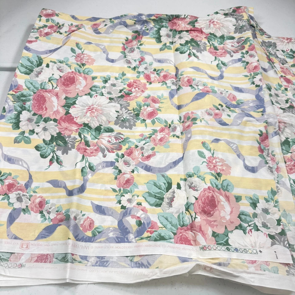 waverly upholstery fabric yellow floral charleston garden cotton 56x240 6.6yr - Image 2 of 4