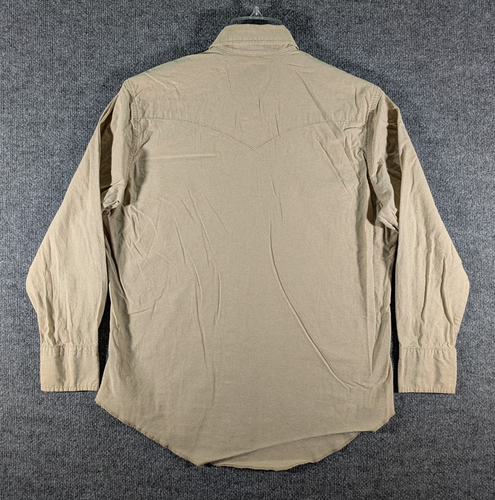 Camisa Wrangler Para Hombres Grande Beige Tostado Perla Occidental Botón a Presión Vaquero Rodeo Caqui - Imagen 7 de 16