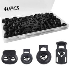 40Pcs Cord Lock, Plastic Locks for Drawstrings, Black Spring 40 black