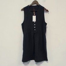 Quince Organic Cotton Gauze Shirt Dress L Button Retro 90s Minimalist Pockets