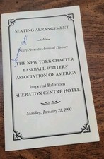 1990 Program For NY Chapter Baseball Writers Assoc. W/ Tommie Agee Autograph 