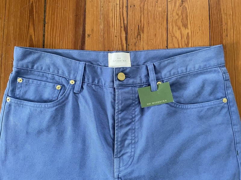 NWT! Men’s Sid Mashburn Slim Straight 5-Pocket Pant Lapis Canvas Size 34/32