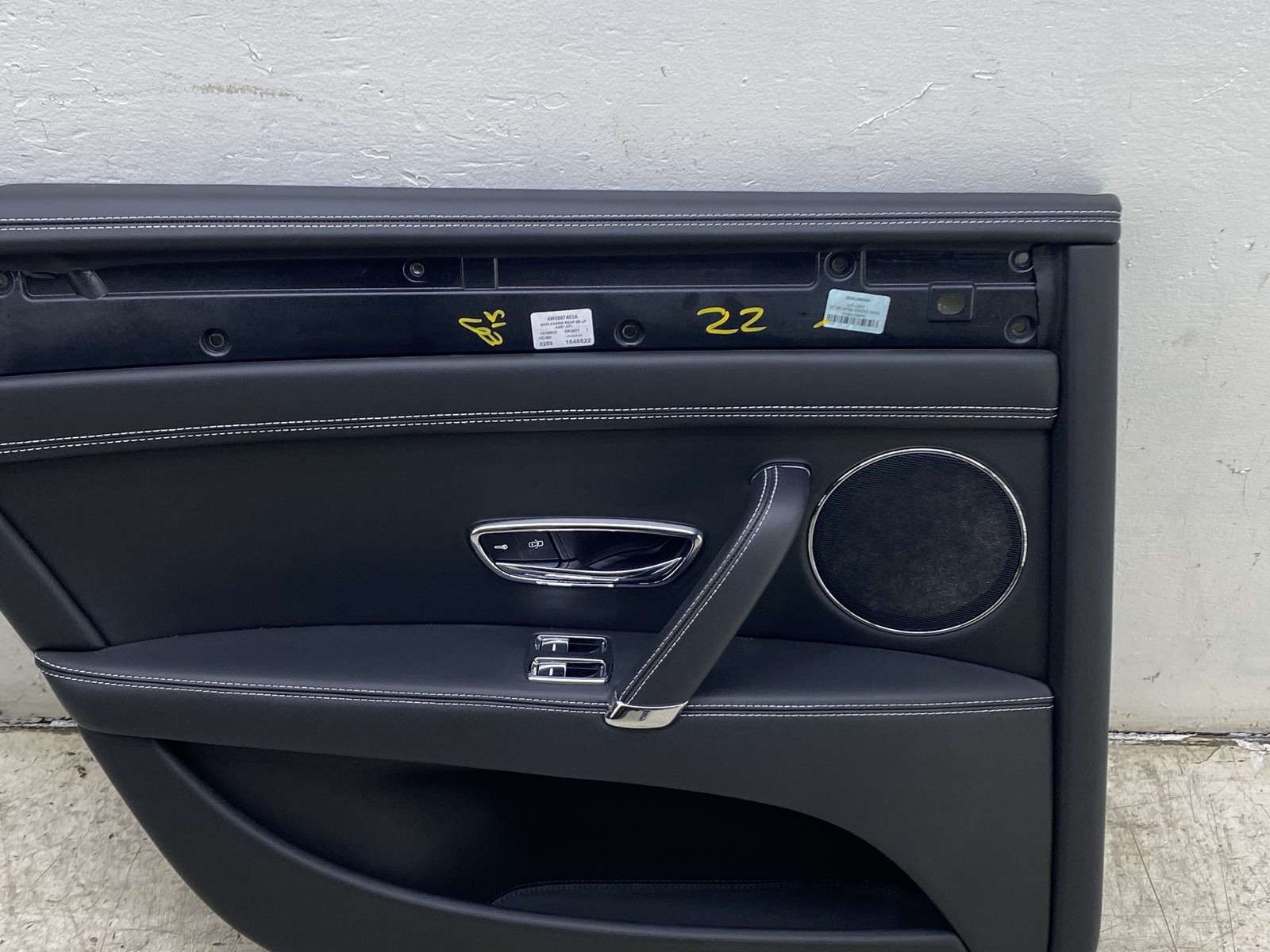 2013-2019 BENTLEY FLYING SPUR REAR LEFT INNER DOOR TRIM PANEL W/WHITE STITCHING