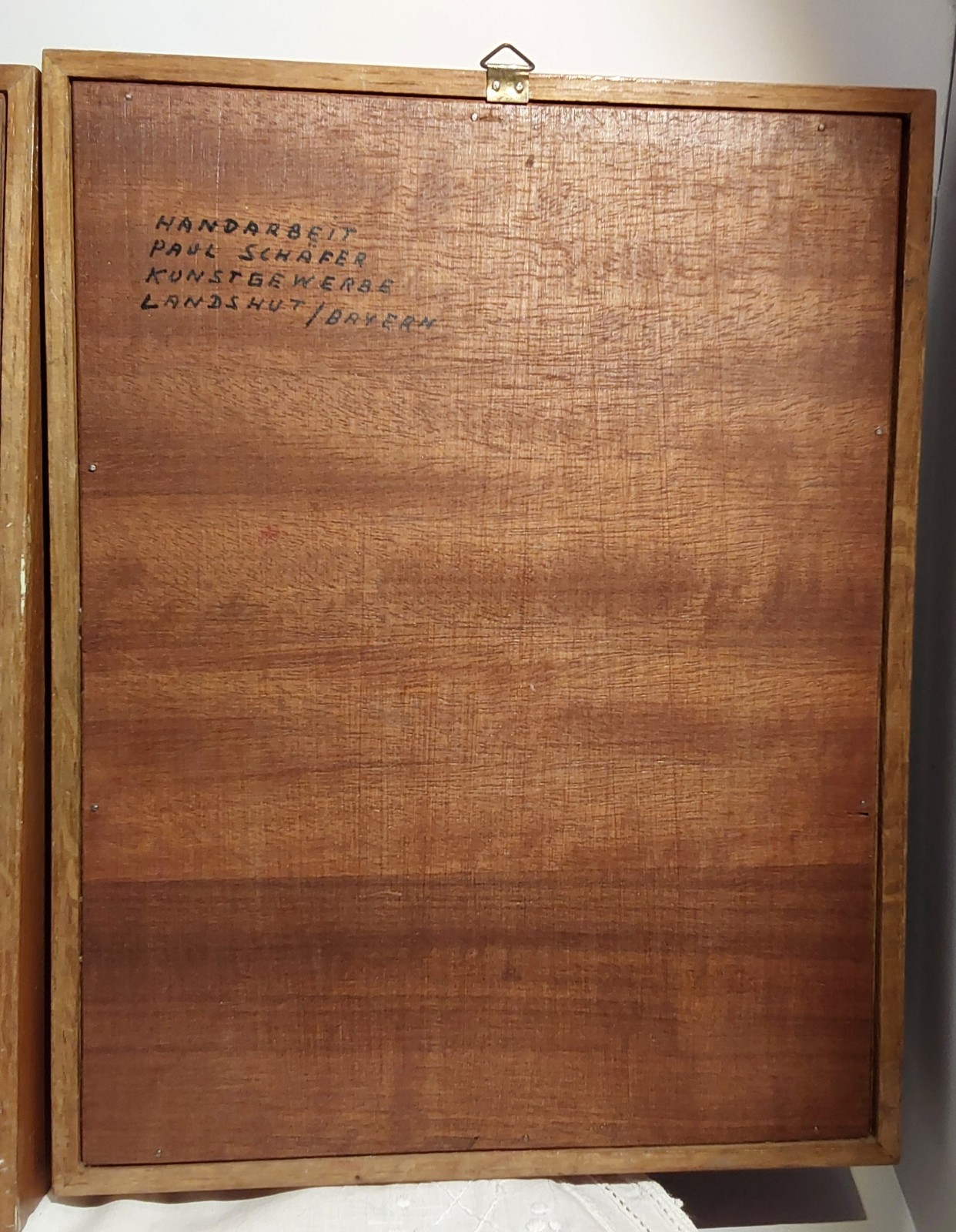 Set 2 Vintage German Inlaid Marquetry Wood Inlay Mountain/Alps by Paul Schaefer