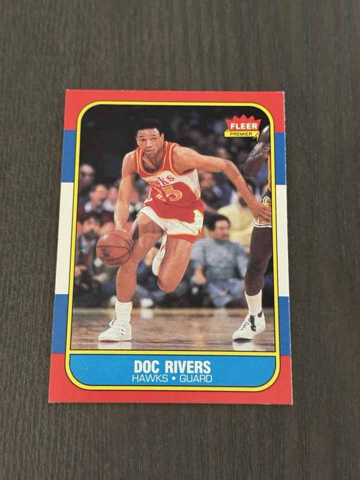 1986-87 Fleer #91 DOC RIVERS Atlanta Hawks Basketball Card ROOKIE RC - Image 3 of 3