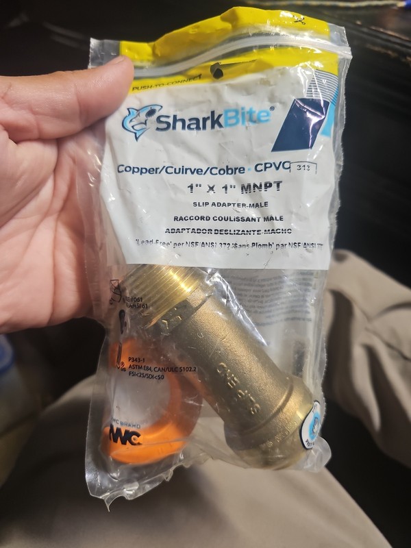 SharkBite U3140LFA Push-to-Connect Slip Adapter 1" x 1" MNPT Lead-Free