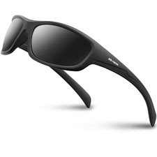 RIVBOS Polarized Sunglasses UV400 Protection Medium, Black Frame /Grey Lens