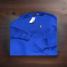 Polo Ralph Lauren Men Cotton Classic Blue Crewneck Sweater S-Large NEW TAGS 145