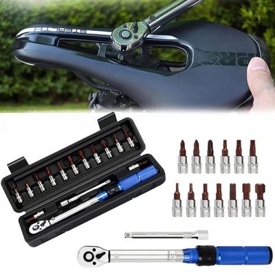 15pcs Bicycle Bike 1/4 Inch Driver - Torque Wrench Allen Key Tools Socket Set - Image 1 of 4