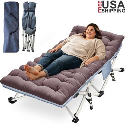 Extra Large Camping Cot Bed Heavy Duty Folding Sleep Bed Portable Organizer New