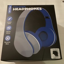 Vibe Folding Headphones 40mm Driver Dynamic Bass Stereo Blue Gray