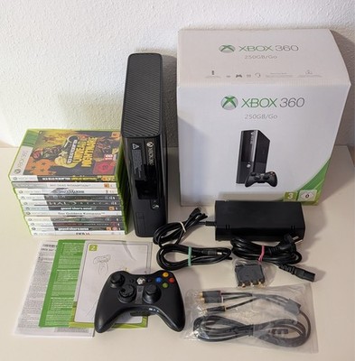 Xbox 360 E 250 GB Konsole Schwarz OVP Wireless Controller + 11x Spiele