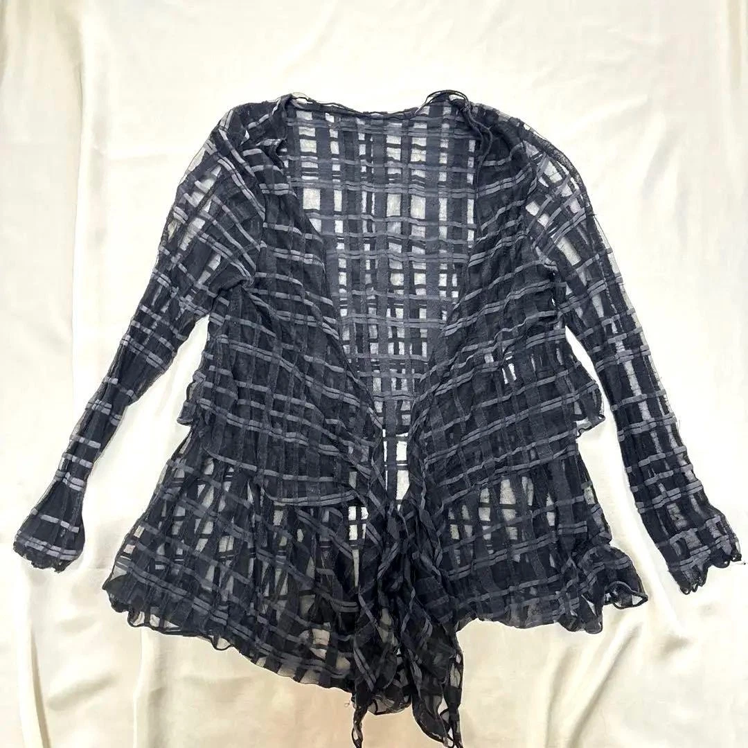 Chanel — CHANEL See-through 3/4 Sleeve Bolero Tiered Black Women's Authentic Cardigan