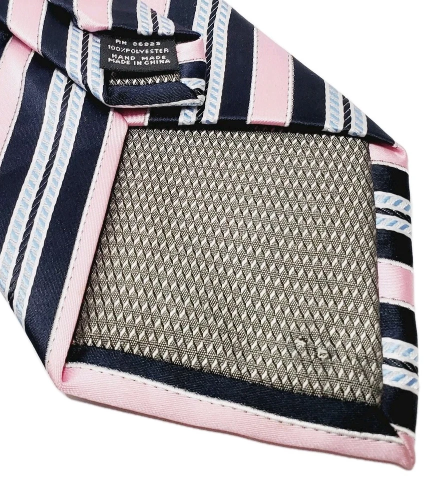 Corbata Harve Bernard rosa patrón de rayas para hombre corbata tela jacquard Foto 4 de 4