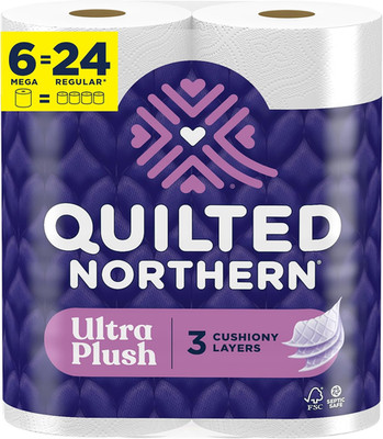 Quilted Northern Ultra Plush Toilet Paper, 6 Mega Rolls, 3X Thicker Softness