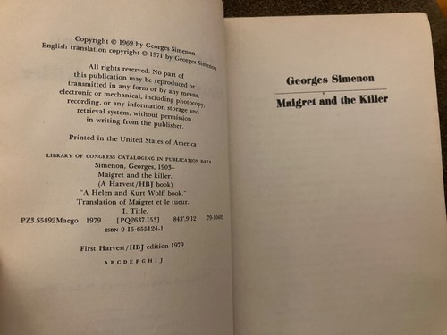 Maigret and the Killer ~ Georges Simenon ~ 1979 1st Harvest HBJ, Paperback - Picture 8 of 8