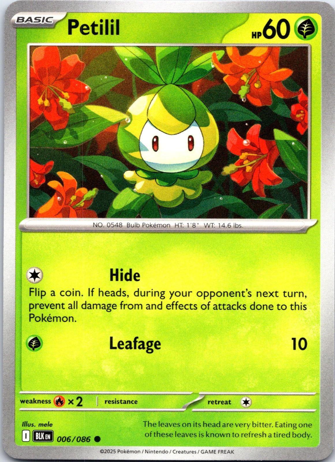 Petilil 006/086 Common Black Bolt Pokemon NM