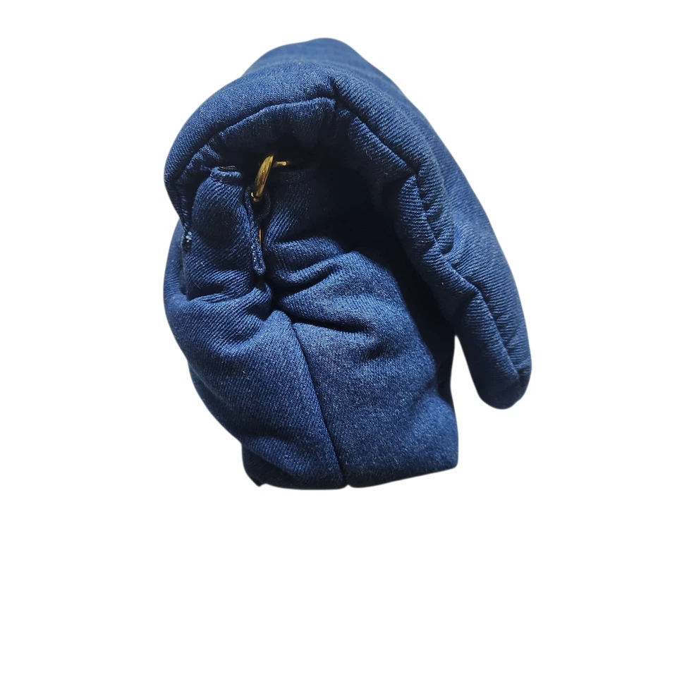 Bolso de Hombro Zara Acolchado Acolchado Cartera Denim M Trozo Cadena Dorada Diario Foto 4 de 4