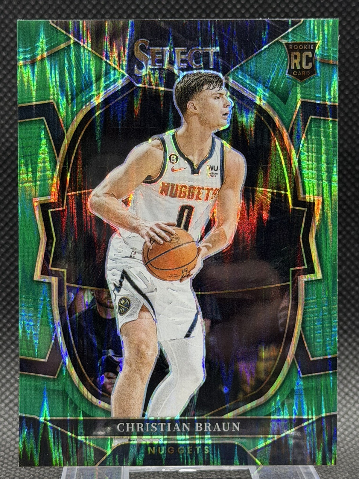 2022-23 Panini Select - Concourse Christian Braun #85 Green Shock Prizm (RC)