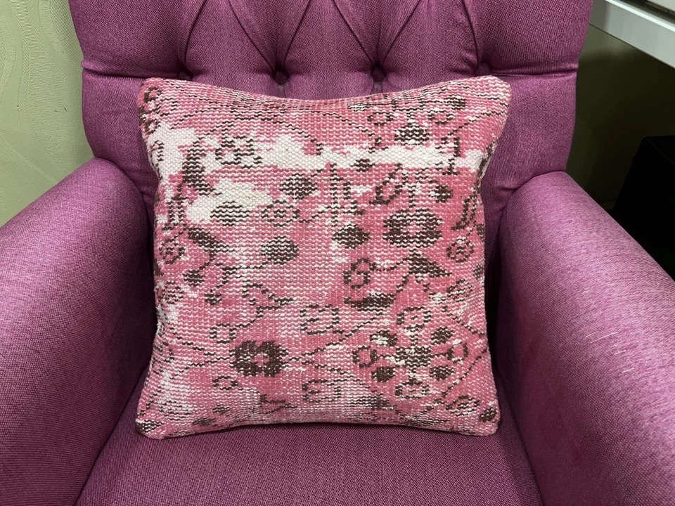 Vintage Rug Pillow Cover 16x16, Handmade Turkish Cushion Case, Home Decor Pillow - Image 2 of 4