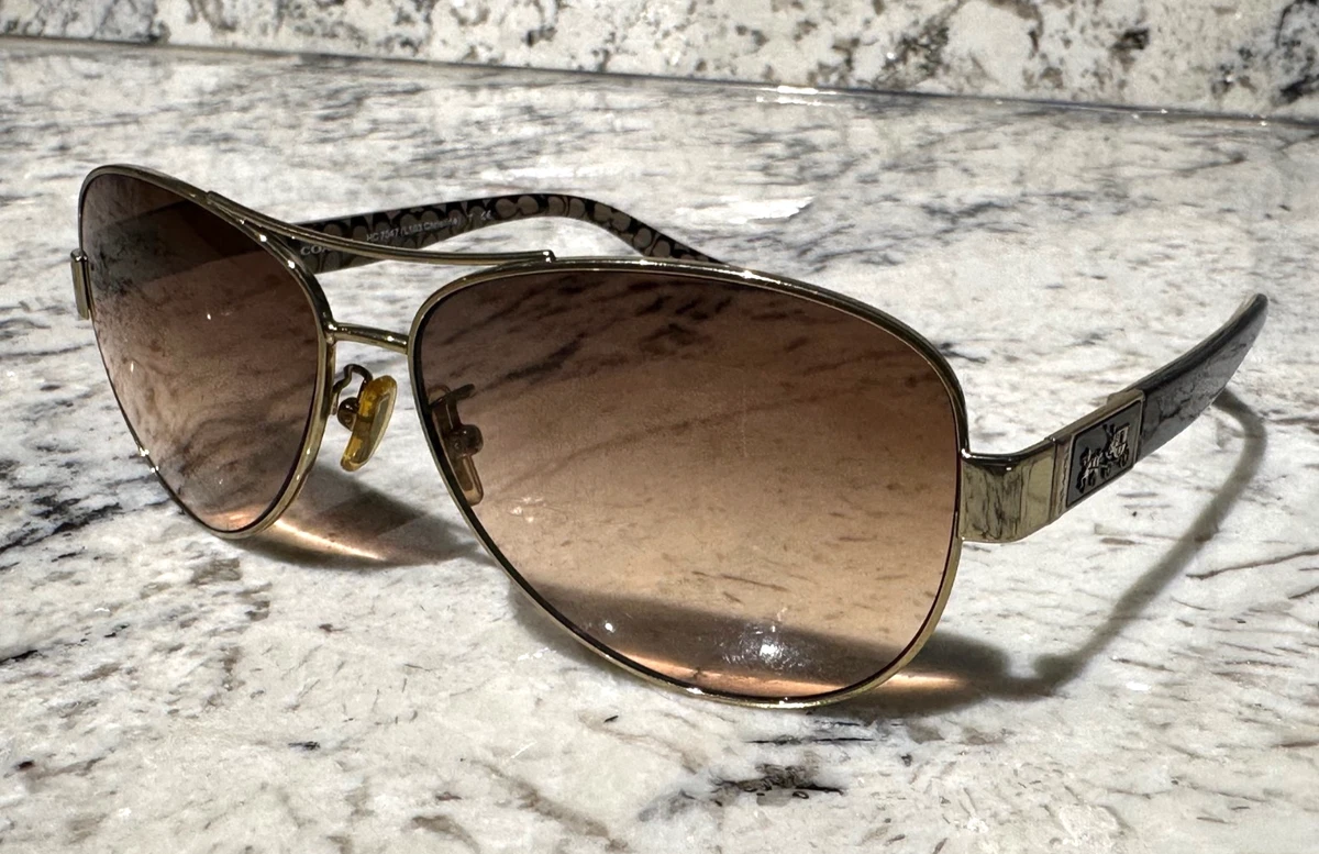 Women’s Coach Christina HC7047 Gold and Brown Aviator Sunglasses Coach Christina Aviator Sunglasses L103/HC 7047 FRAMES ONLY  main image 2