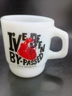 Anchor Hocking Fire King Coffee Mug Vintage I've Been By passed Theta Happ 1979
