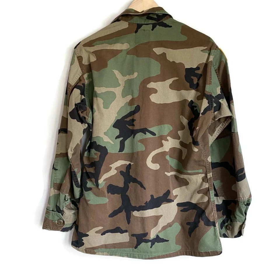 Unisex Adult US Army Military Shirt Brown Green Camouflage Snaps Flap Pockets S - Image 2 of 3