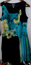 WORTHINGTON $35 Black Yellow Turquoise FLORAL Women Size Medium Sleeveless Dress