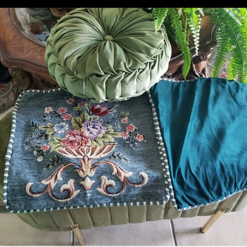 Federa copridivano ricamata retrò decorazione casa floreale vintage - Foto 11 di 17