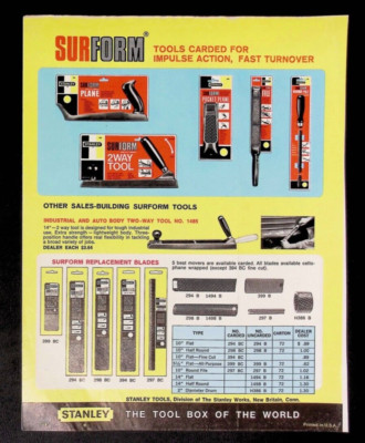 1970's Stanley Tools  Surform   Print Ad Flyer Brochure