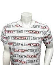 Tommy Hilfiger All Over Print Boys T-Shirt Size Youth XL White Short Sleeve Logo