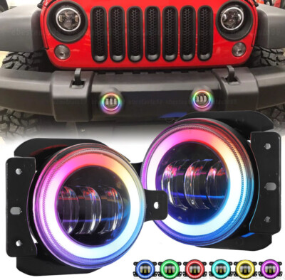 AUXBEAM RGB 4'' LED Fog Lights For Jeep Wrangler JL 2018+ Gladiator JT Foglights