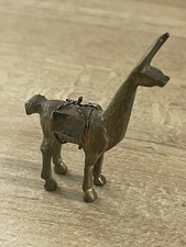 Vintage Llama Alpaca Brass Figure w/Saddle Pack Approx 3&rdquo;