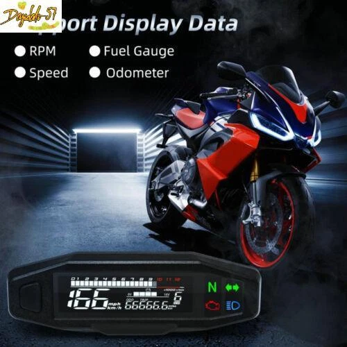 LCD Digital Odómetro Velocímetro Tacómetro Medidor con Soporte Motocicleta Foto 4 de 4