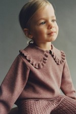 ZARA RUFFLED KNIT SWEATER PINK Size 2-3 YEARS