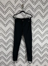 Women Kerrits Black Suede Panel Ankle Zip Stirrup Horse Riding Breeches Sz M