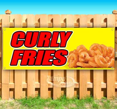 Curly Fries Advertising Vinyl Banner Flag Sign Many Sizes Available USA