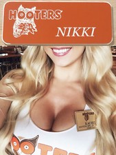 ~NEW~ NIKKI HOOTERS Girl Uniform Collectible Pin Back Badge Tag Orange NAME TAG