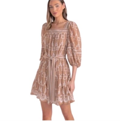 Shoshanna Women's Torres Relaxed Belted Mini Dress Floral Embroidered Sz 2  | eBay