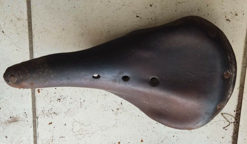 selle cuir vélo années 1920 1930 avec potence décalée type course | UK