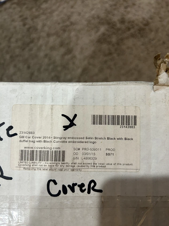 2014 GM Corvette Stingray Black Satin Stretch Indoor Car Cover 23142883 - Image 3 of 4